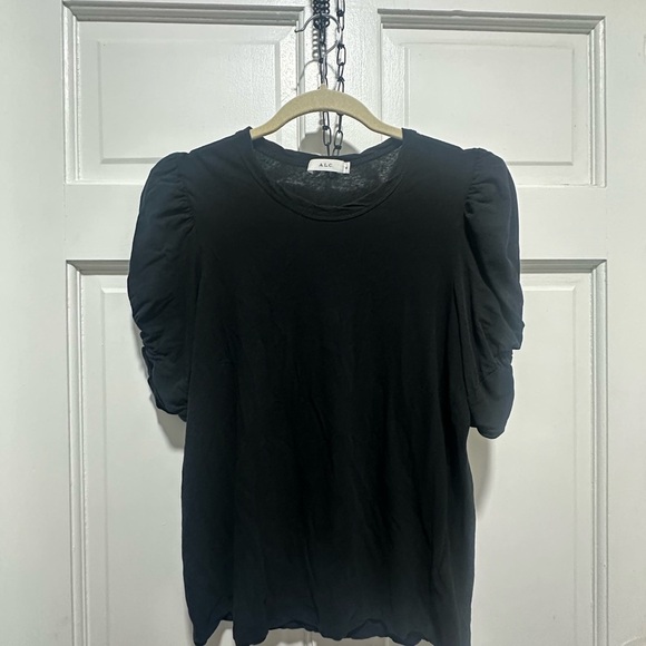 A.L.C. Black Puff Sleeve Karina Tee MSRP $135 size Medium EUC minimalist - Picture 2 of 5